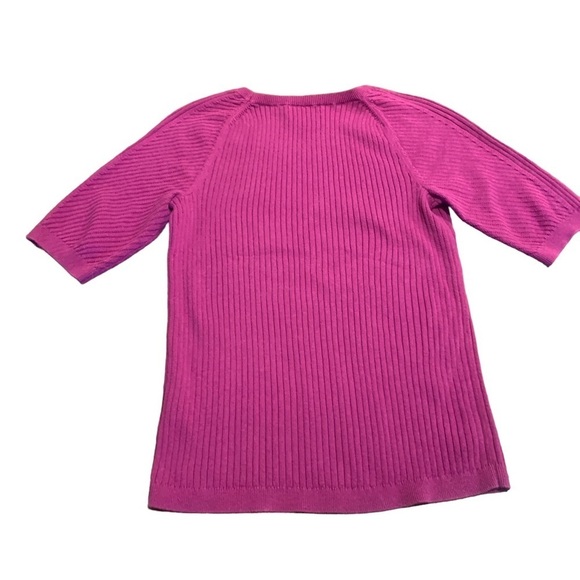 Lands End Women’s Violet Purple Scoop Neck Short Sleeve Sweater Size S (6-8) - Picture 4 of 7